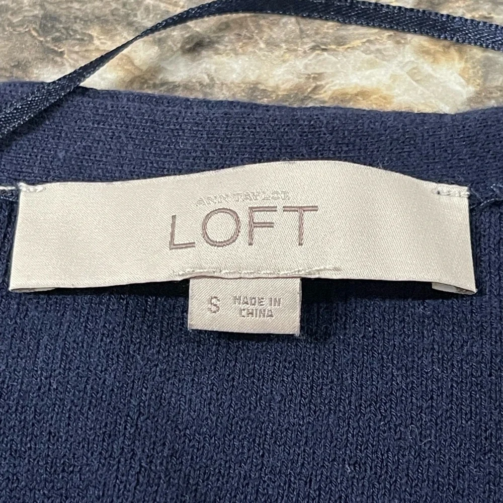LOFT Women's Open Front Cardigan Sweater Navy Blue Size S Casual Fall   sku163